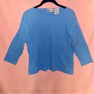 Vintage Faded Glory Light Blue Shirt 3/4 Sleeve